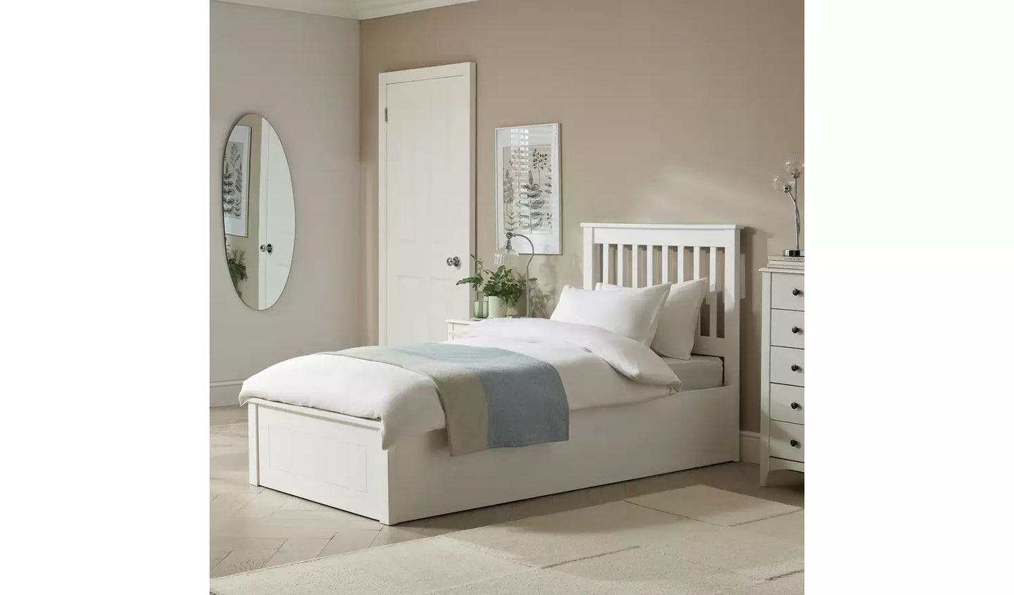 Assembled Habitat Aspley Single Wooden Ottoman Bed Frame - White